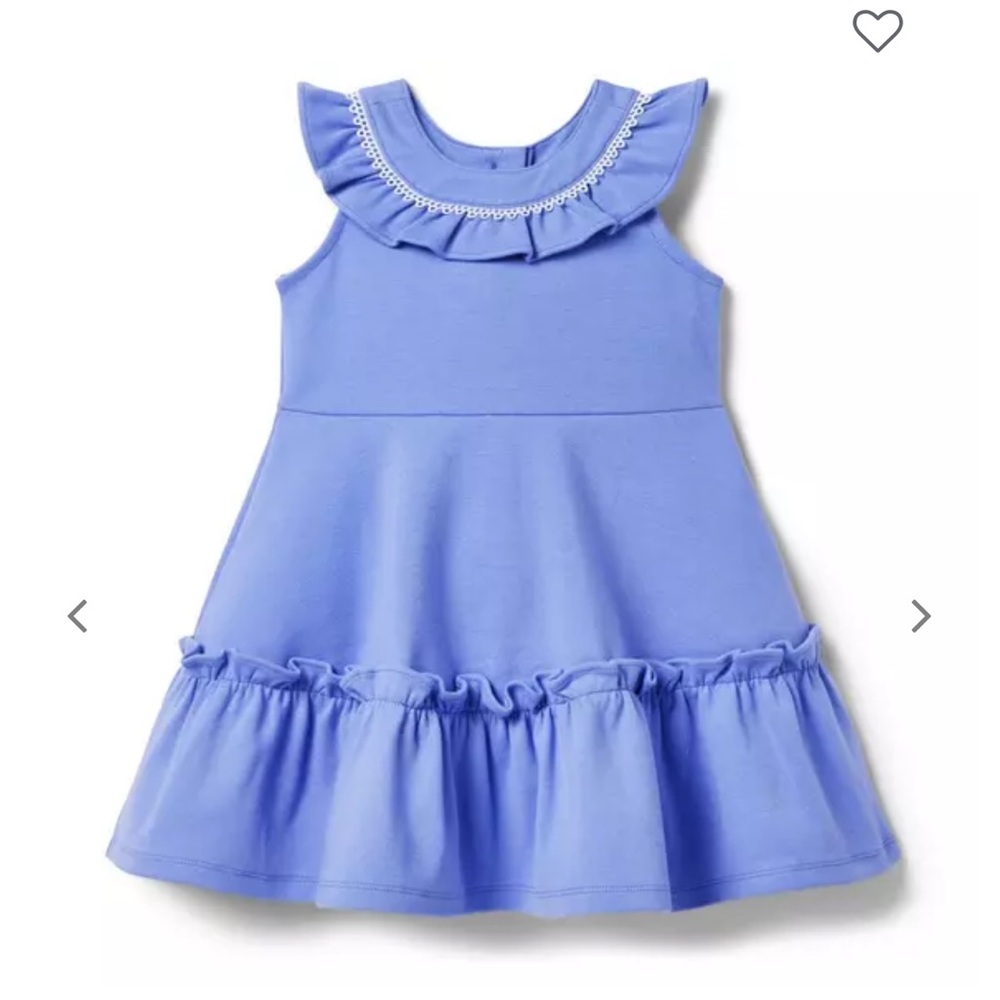 Janie and Jack Girl Deep Periwinkle Circle Trim Ruffle Ponte Dress Size 6-12M